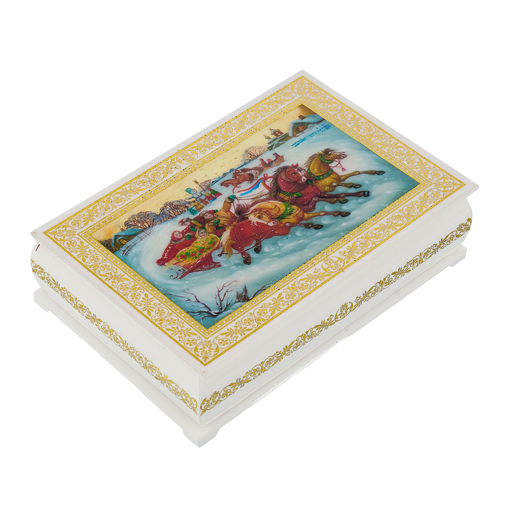 Шкатулка из папье-маше «Зимняя тройка» - интернет магазин Русь Велика я фото 1