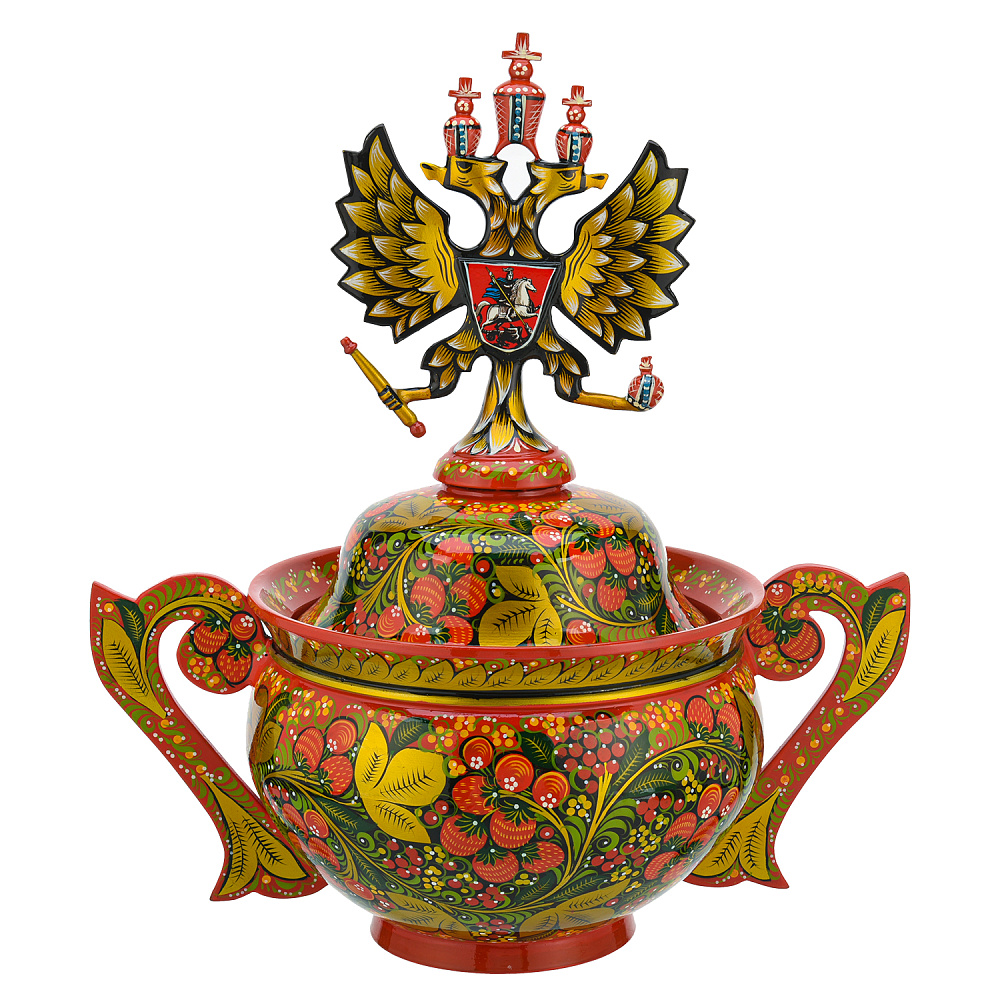 Братина с ковшами «Герб РФ». Хохлома - интернет магазин Русь Велика я фото 3