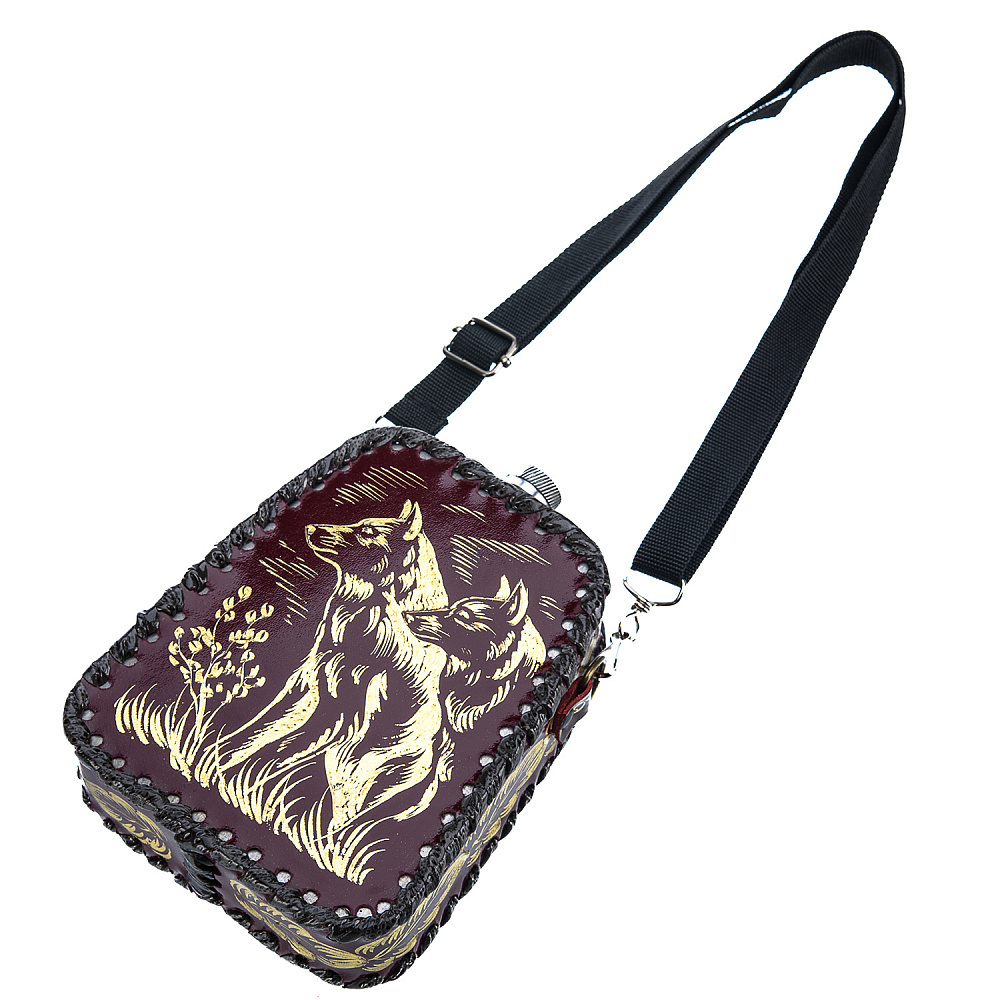 Фляга в кожаном футляре «Волки» 0,7 л - интернет магазин Русь Велика я фото 3