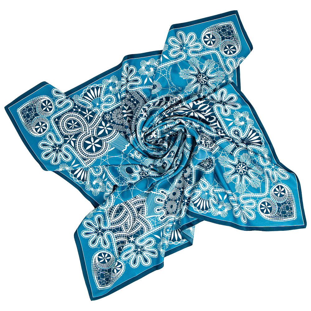 Платок шелковый «Вологодское кружево» 90х90 см - интернет магазин Русь Велика я фото 1