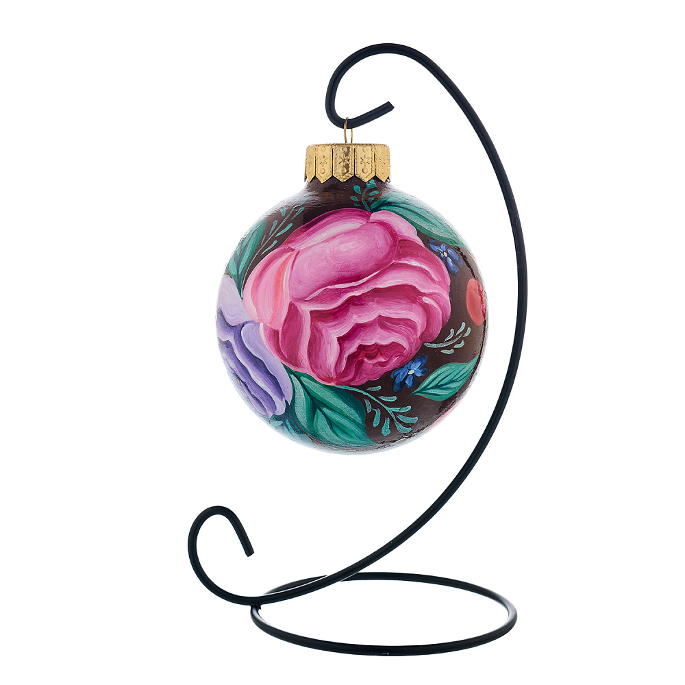 Елочный шар с ручной росписью «Жостово. Цветы» - интернет магазин Русь Велика я 