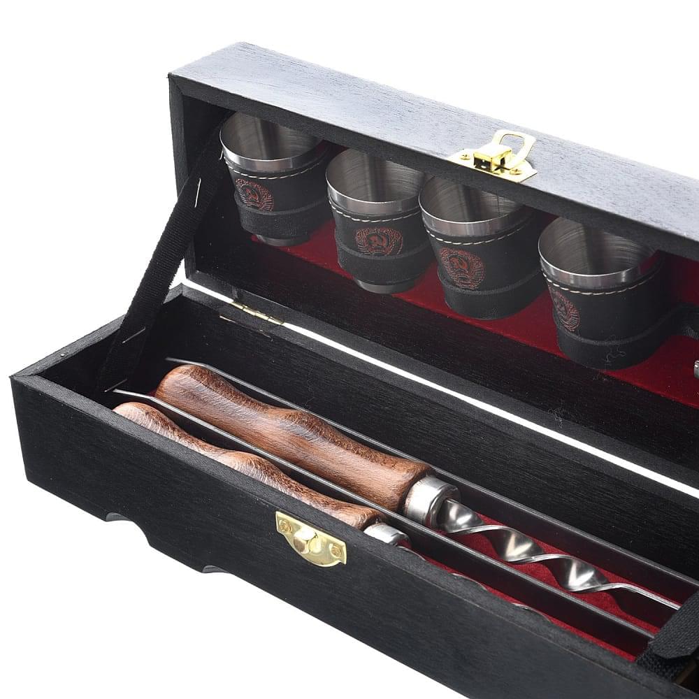 Шашлычный набор в кожаном футляре - интернет магазин Русь Велика я фото 1