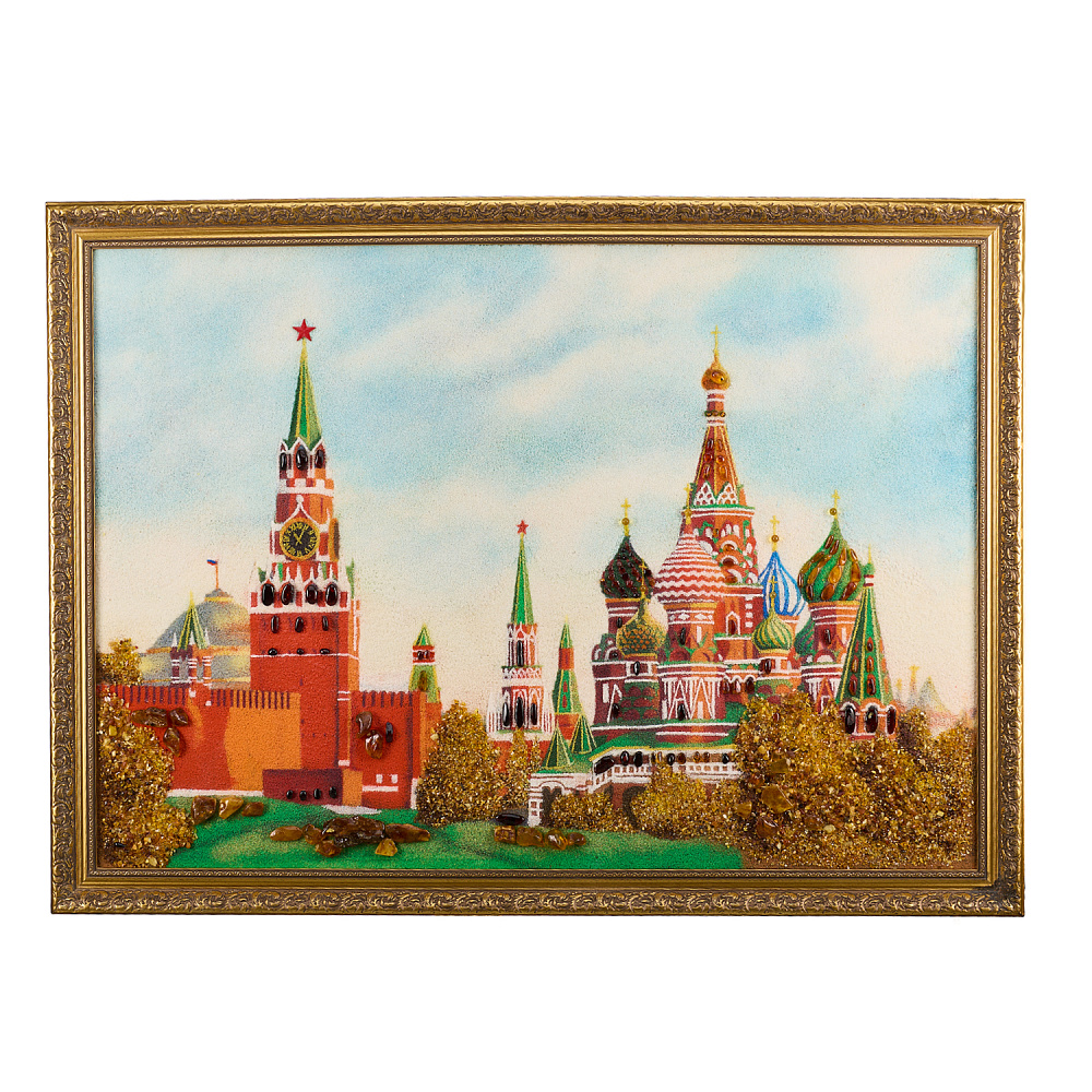 Картина янтарная «Москва. Кремль» 60х80 см - интернет магазин Русь Велика я 
