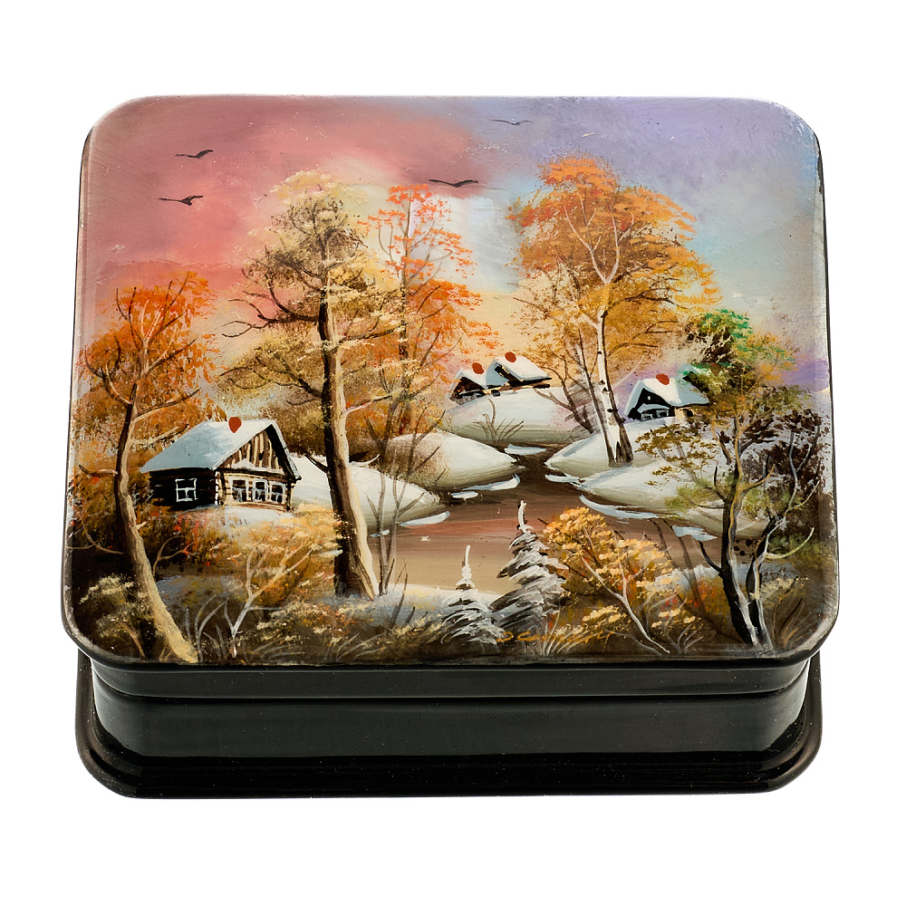 Шкатулка с художественной росписью «Зима» - интернет магазин Русь Велика я 