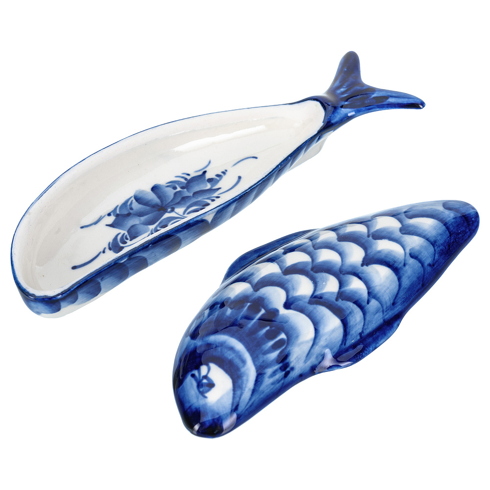 Икорница «Рыбка». Гжель - интернет магазин Русь Велика я фото 1