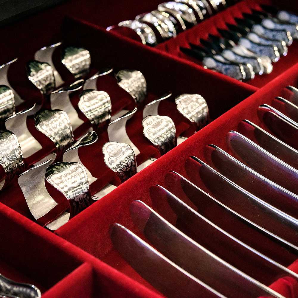 Элитный набор столового серебра 925* на 12 персон «Сундук» 104 предмета - интернет магазин Русь Велика я фото 3