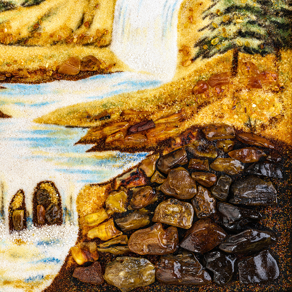 Картина янтарная «Водопад в горах» 60х40 см - интернет магазин Русь Велика я фото 3