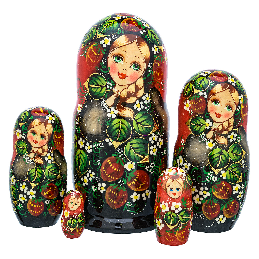 Матрешка «Клубника» 5 мест - интернет магазин Русь Велика я 