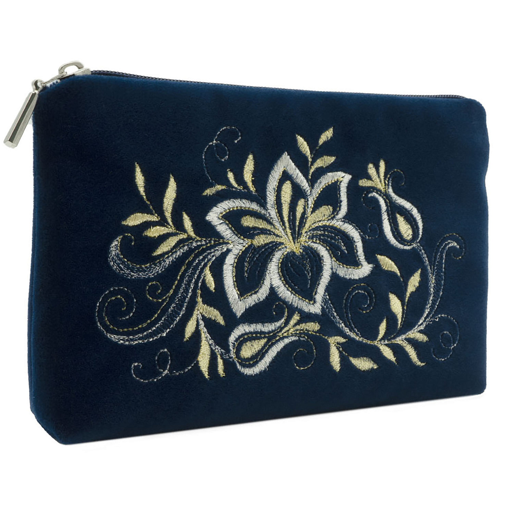 Косметичка «Нежность». Темно-синяя с вышивкой - интернет магазин Русь Велика я 