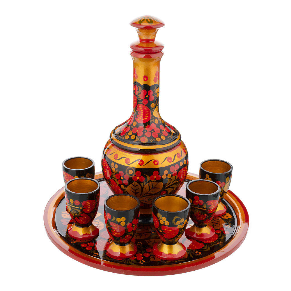 Питейный набор на 6 персон «Водочный». Хохлома - интернет магазин Русь Велика я фото 1