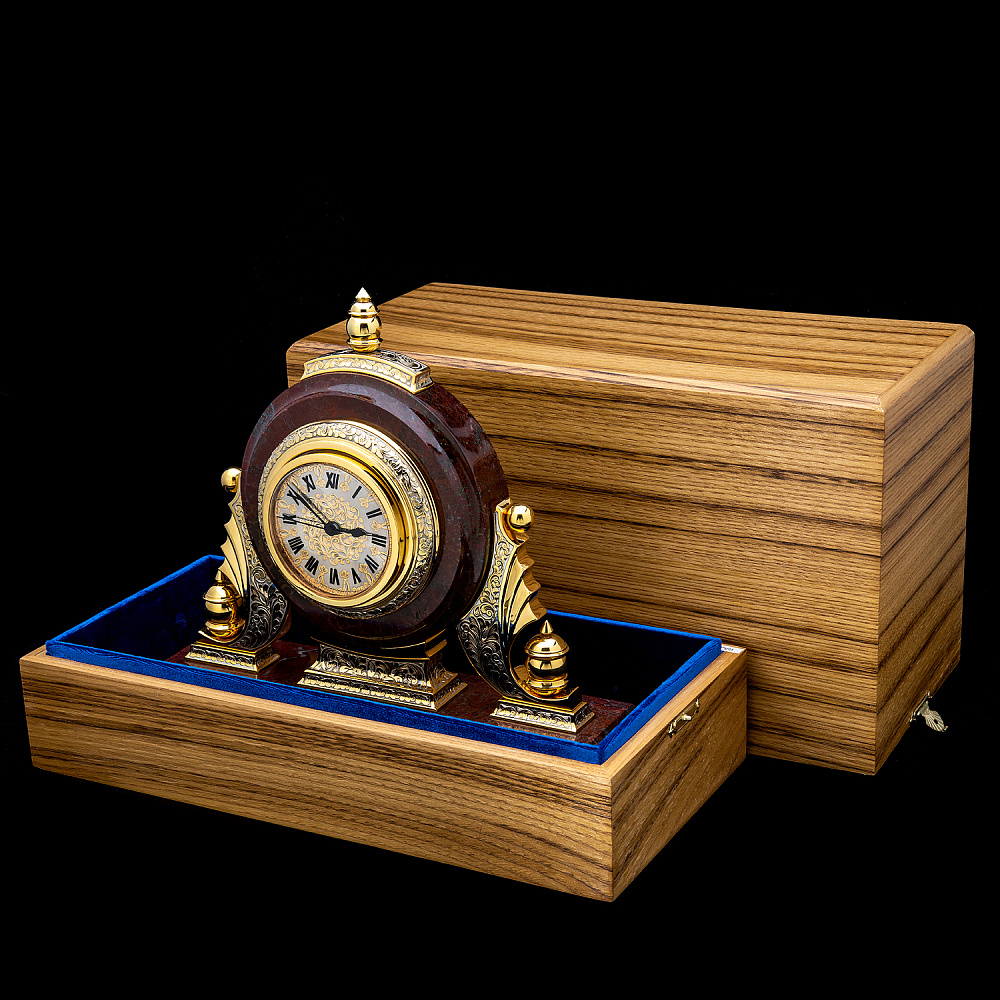 Часы настольные из камня с позолотой. Златоуст - интернет магазин Русь Велика я фото 5