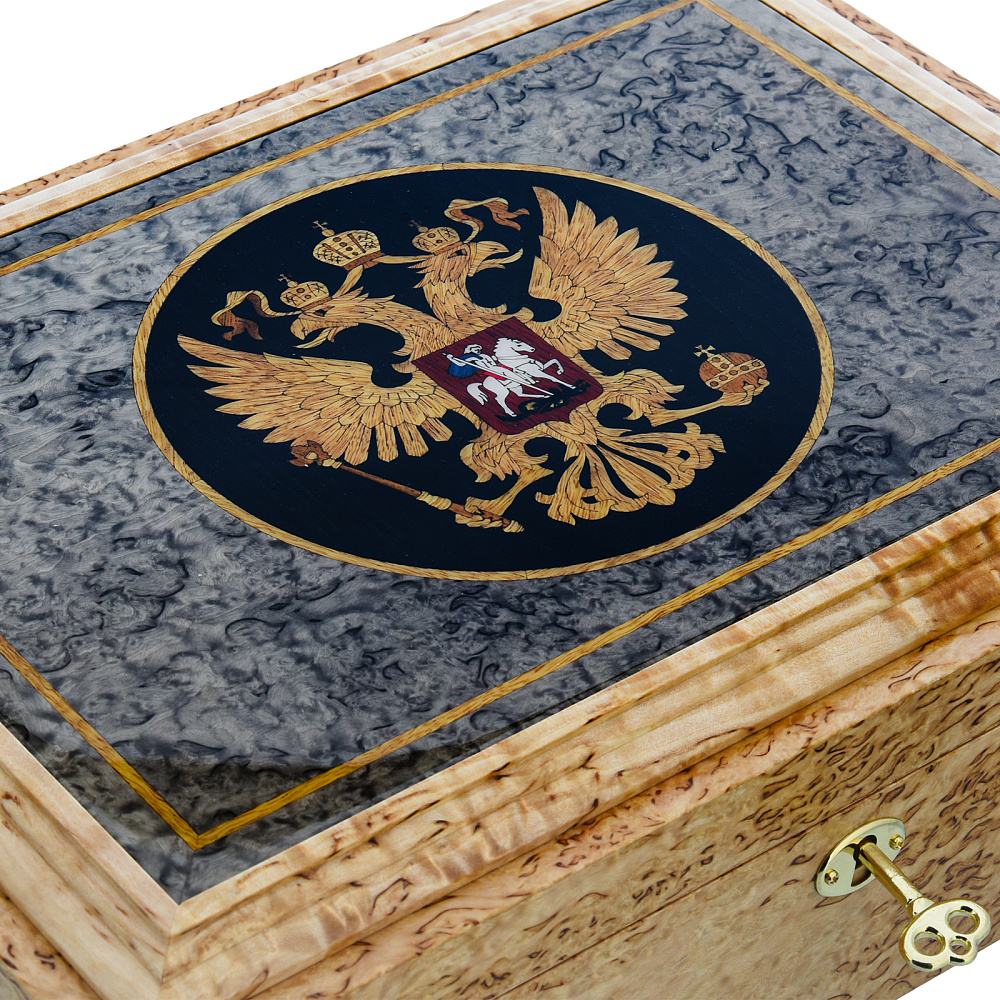 Шкатулка из карельской березы «Герб РФ» - интернет магазин Русь Велика я фото 2