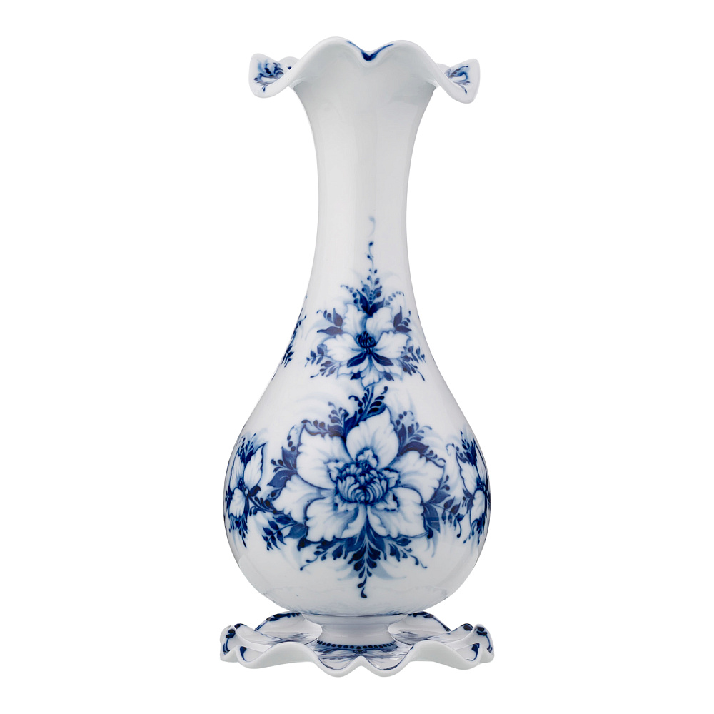 Ваза настольная с росписью «Астра». Гжель - интернет магазин Русь Велика я 