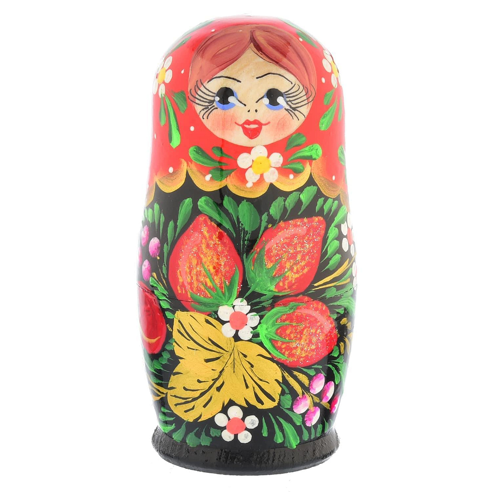 Матрешка «Хохлома Земляничка» 3 места - интернет магазин Русь Велика я фото 1