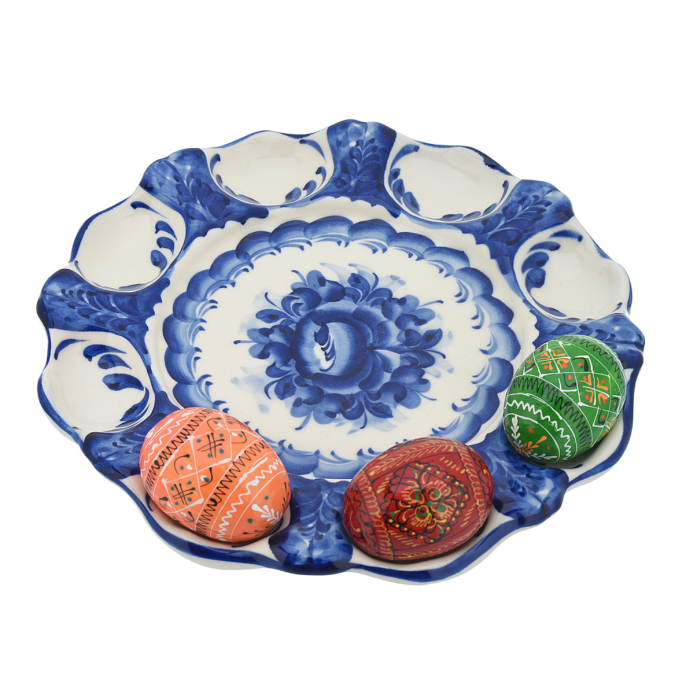 Пасхальница на 8 яиц. Гжель - интернет магазин Русь Велика я фото 1