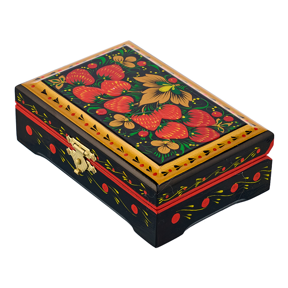 Шкатулка «Клубника». Хохлома - интернет магазин Русь Велика я фото 1