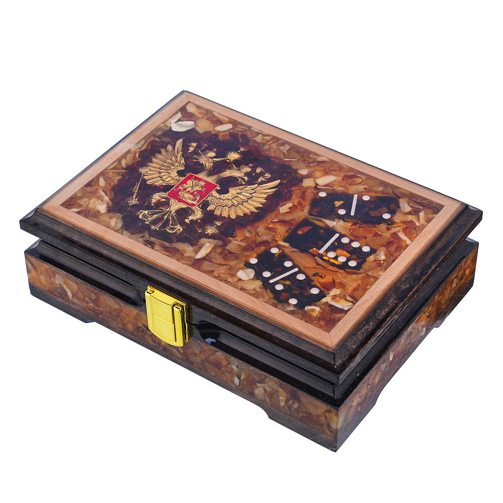 Домино янтарное «Герб РФ» - интернет магазин Русь Велика я 