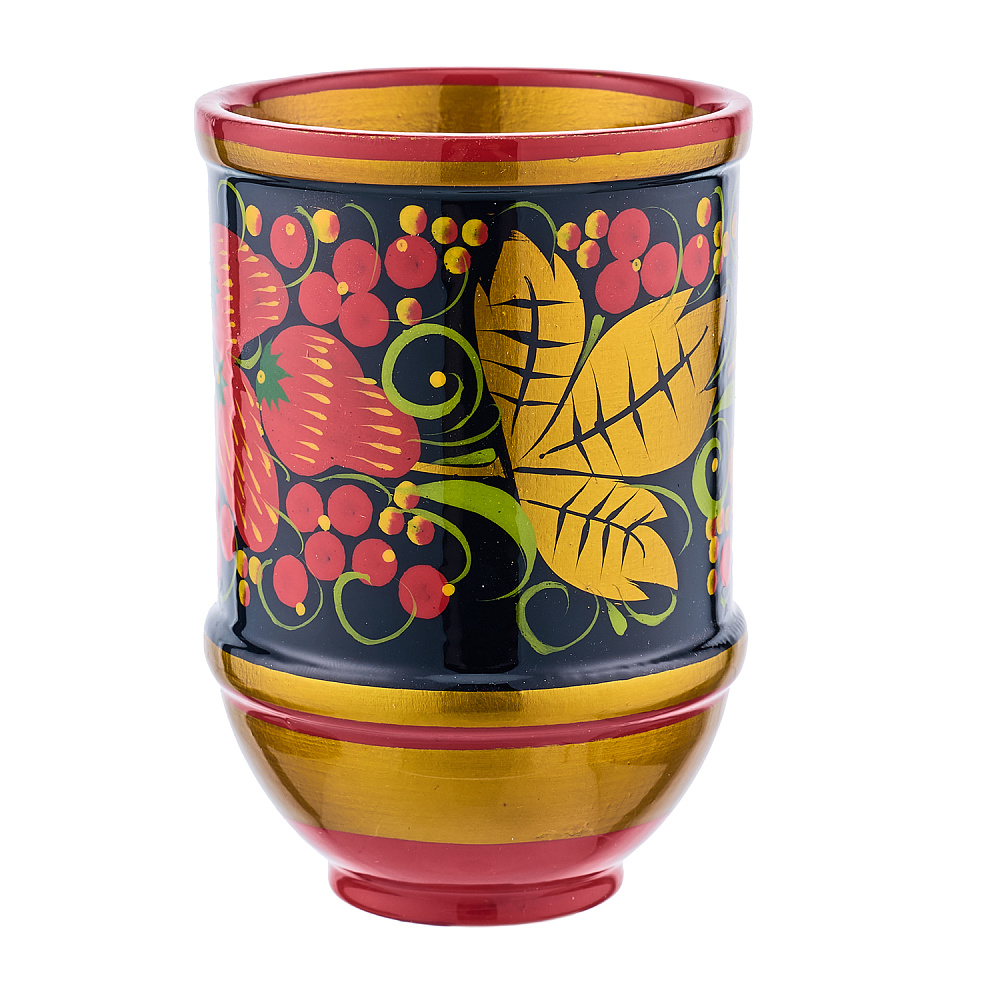 Стакан деревянный с росписью. Хохлома - интернет магазин Русь Велика я 