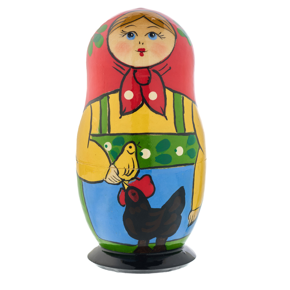 Матрешка «Традиционная с курицей» 5 мест - интернет магазин Русь Велика я фото 1