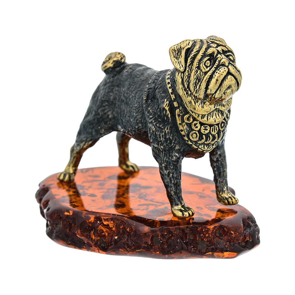 Статуэтка с янтарем «Собака Мопс» - интернет магазин Русь Велика я фото 2