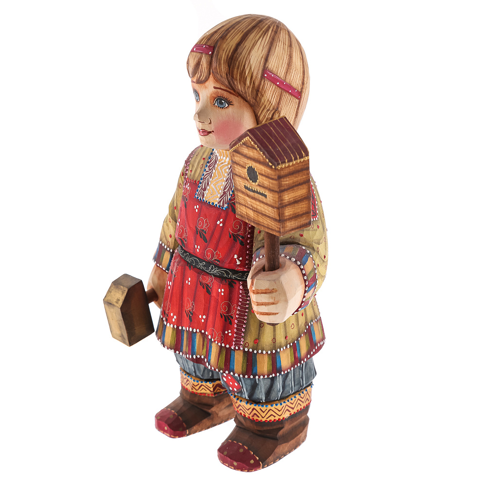 Скульптура из дерева «Мальчик со скворечником» - интернет магазин Русь Велика я фото 1