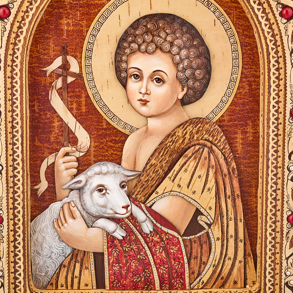 Икона из бересты «Креститель Господа Иисуса» 46,5х36,5 см - интернет магазин Русь Велика я фото 1