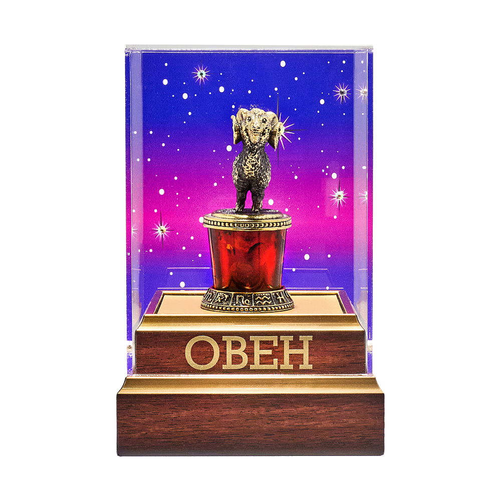 Статуэтка из янтаря и бронзы «Знак Зодиака Овен» - интернет магазин Русь Велика я 