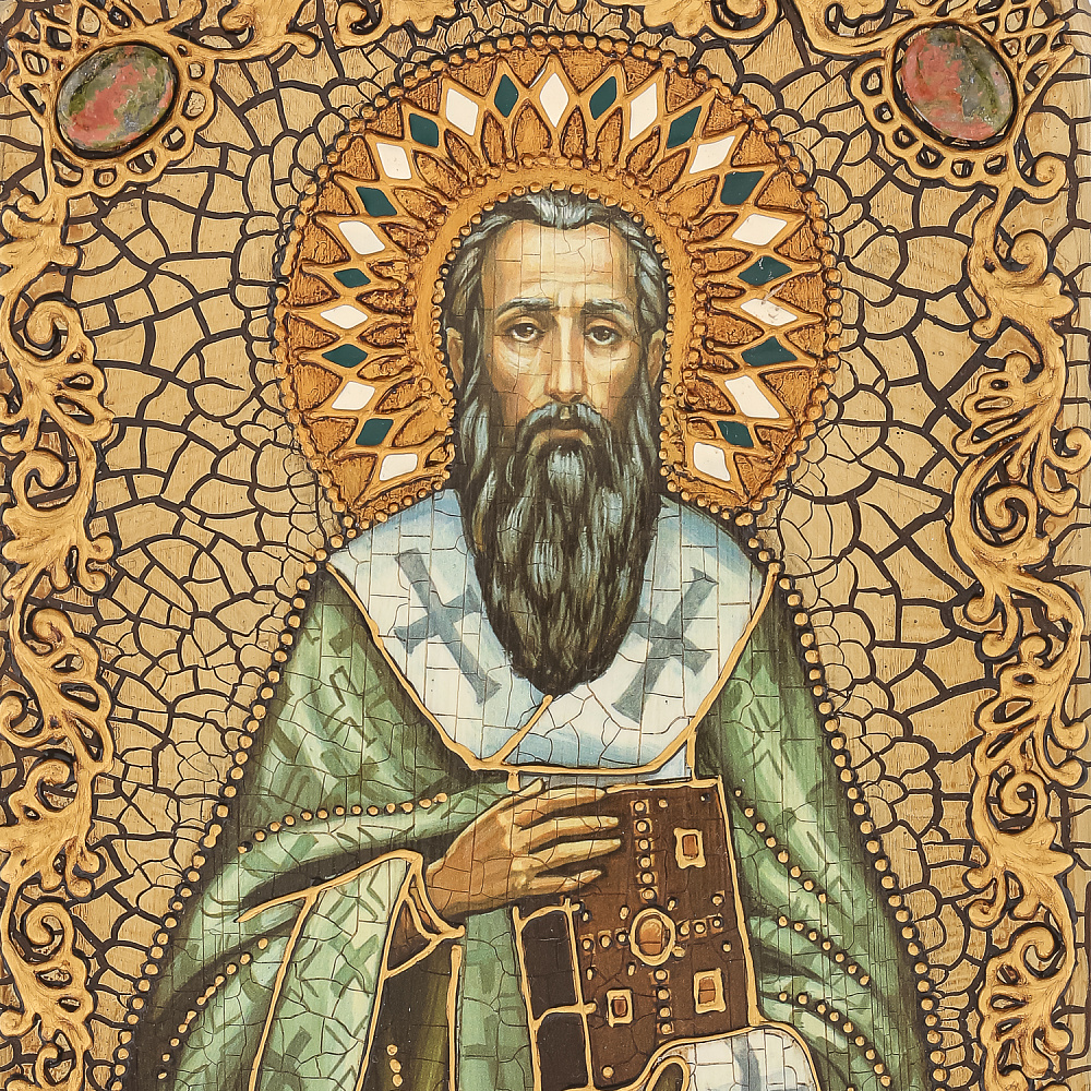 Икона из мореного дуба «Святой Василий Великий» 15х20 см - интернет магазин Русь Велика я фото 2