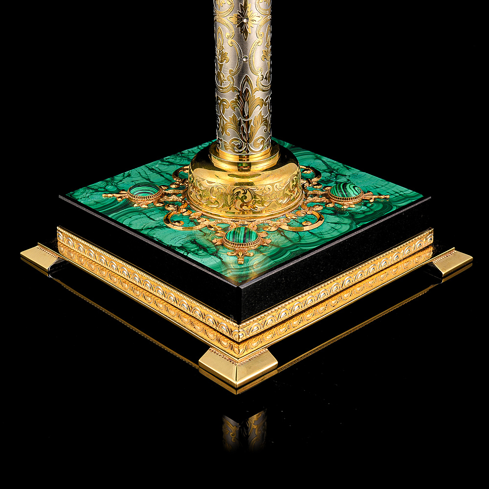 Лампа настольная кабинетная на малахитовой подставке. Златоуст - интернет магазин Русь Велика я фото 1