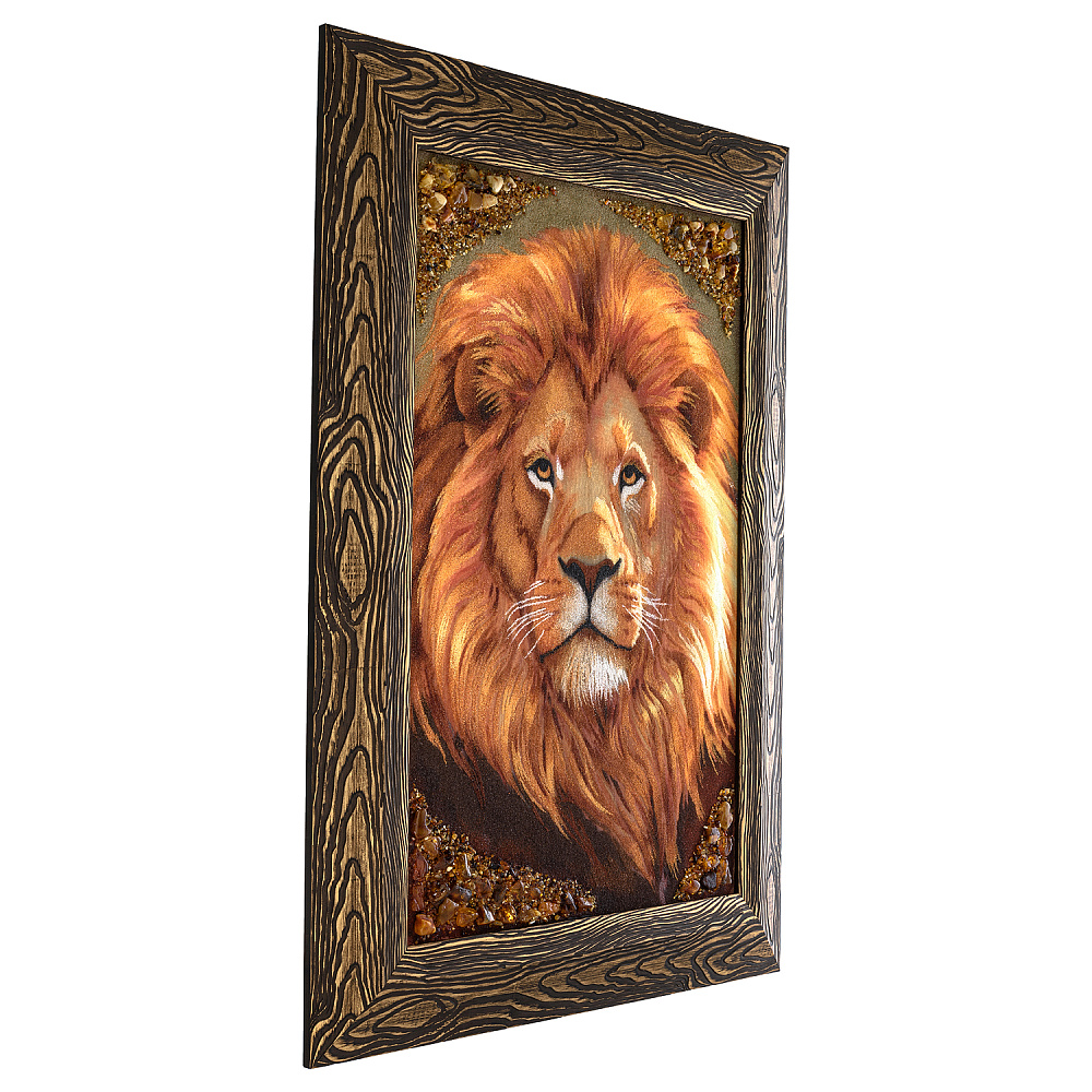 Картина янтарная «Лев - царь зверей» 60х40 см - интернет магазин Русь Велика я фото 5
