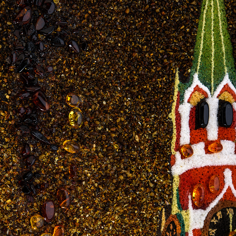 Картина янтарная «Спасская башня ночью» 30х40 см - интернет магазин Русь Велика я фото 3