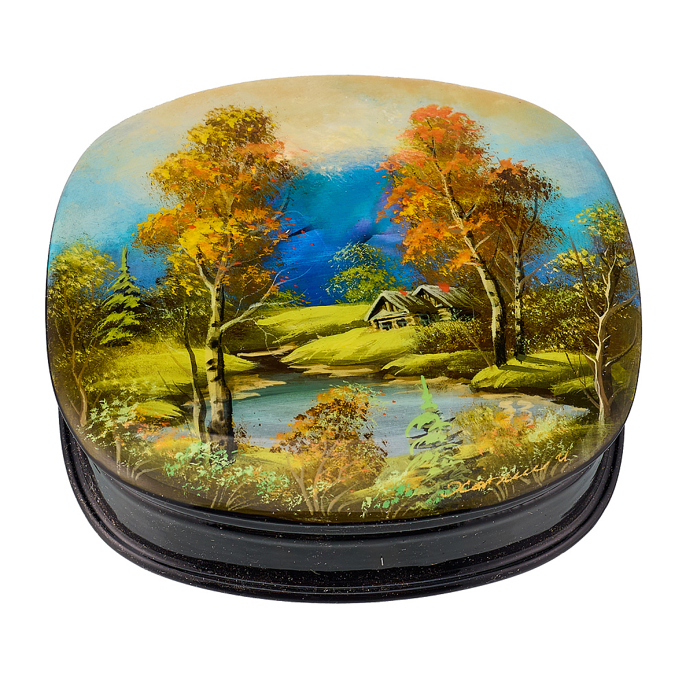 Шкатулка из папье-маше с художественной росписью «Лето в деревне» - интернет магазин Русь Велика я 