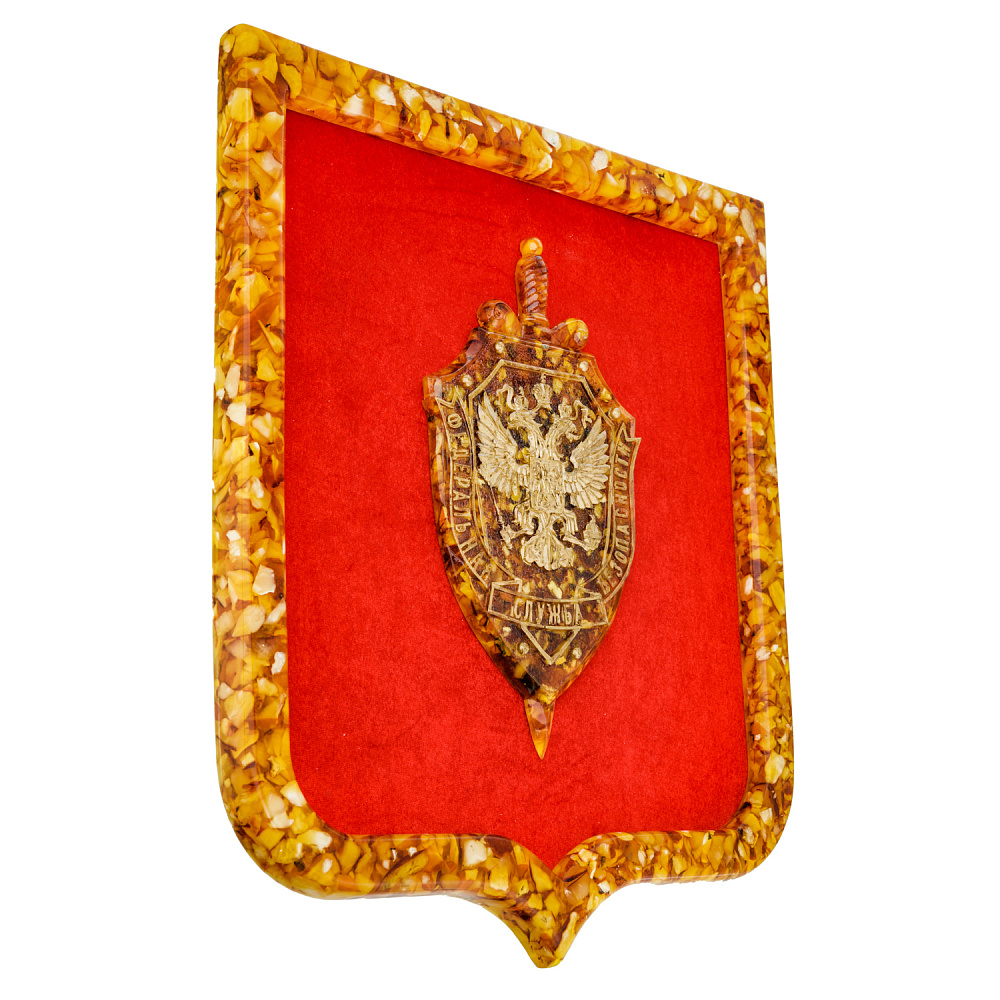 Янтарное панно «Эмблема ФСБ» 45х38 см - интернет магазин Русь Велика я фото 1
