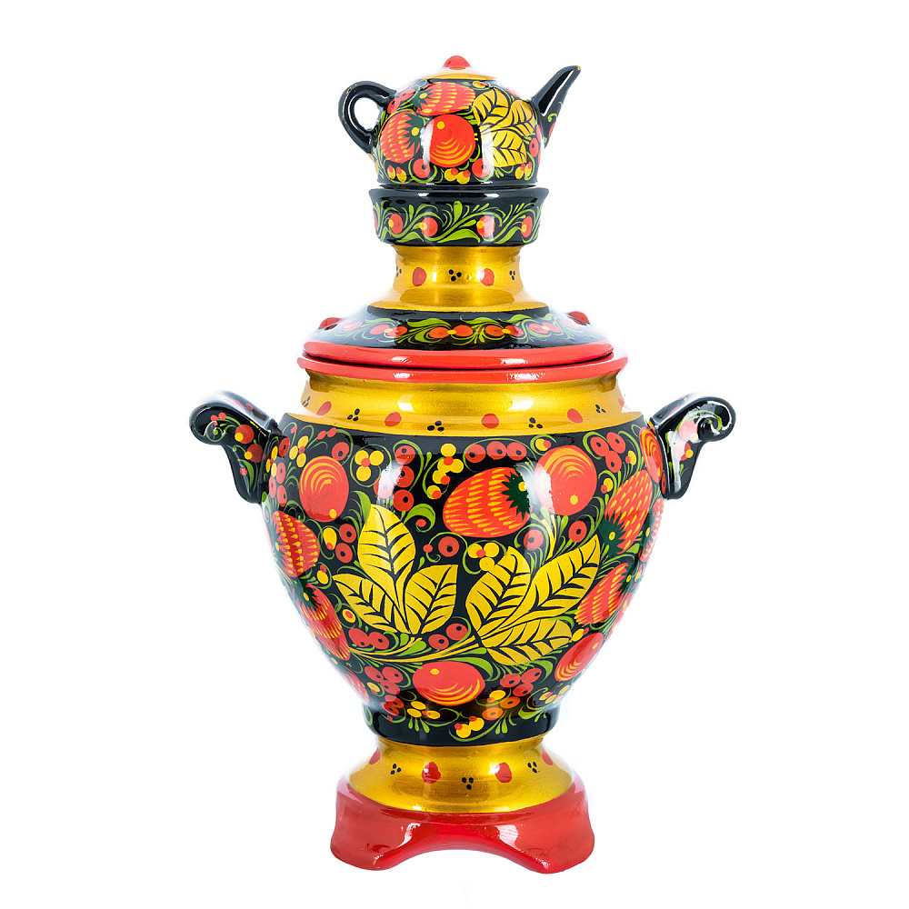 Сувенирный самовар-шкатулка «Клубника». Хохлома - интернет магазин Русь Велика я фото 3