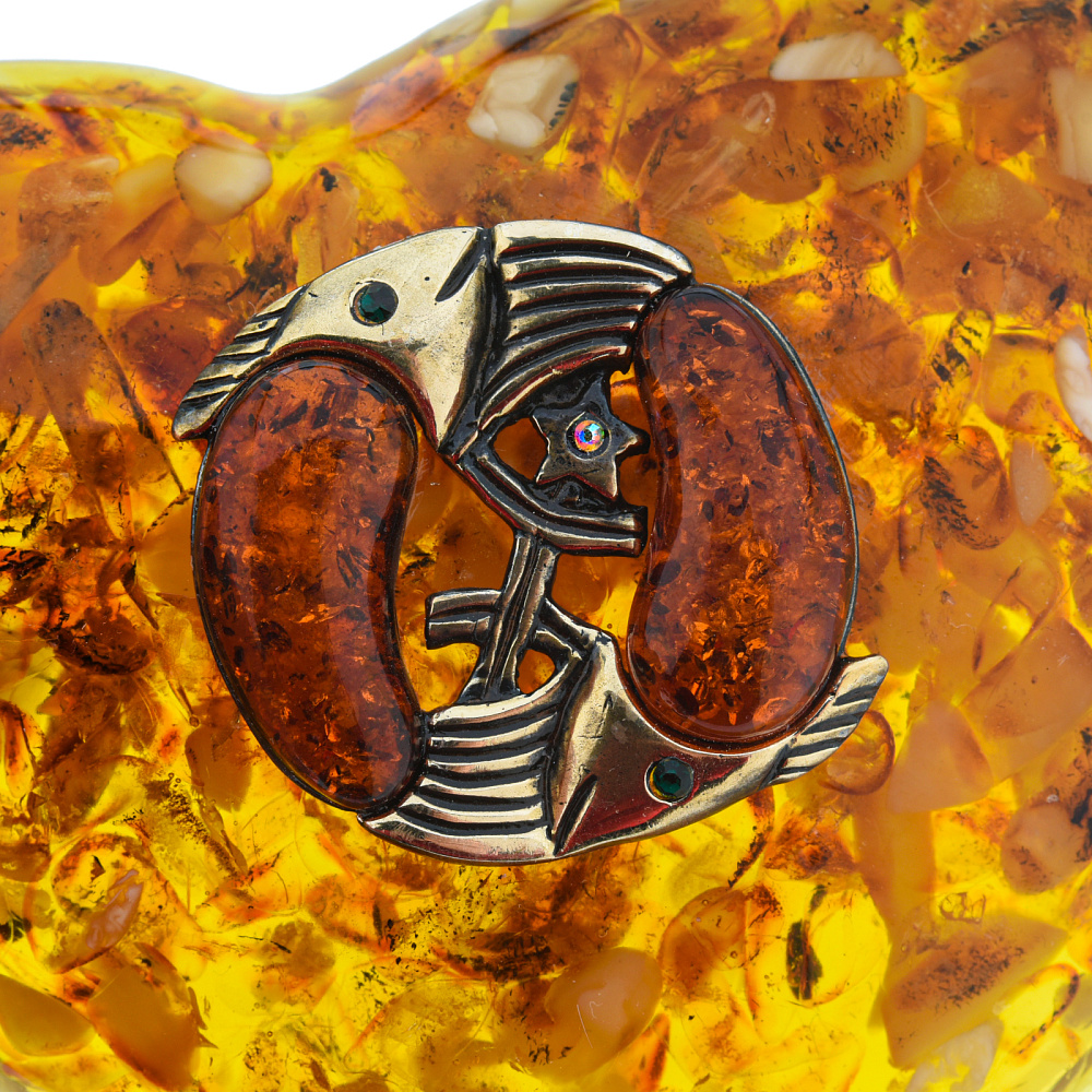 Шкатулка из янтаря «Сердце. Знак зодиака Рыбы» - интернет магазин Русь Велика я фото 2