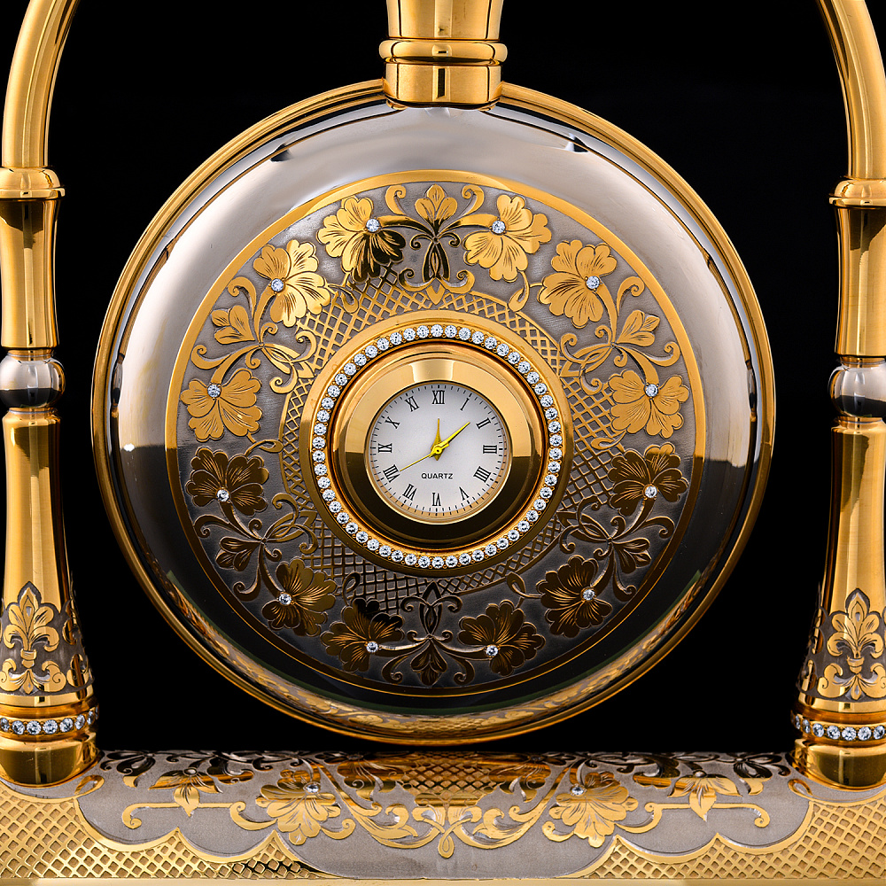 Настольные часы-фляга с нефритом. Златоуст - интернет магазин Русь Велика я фото 3