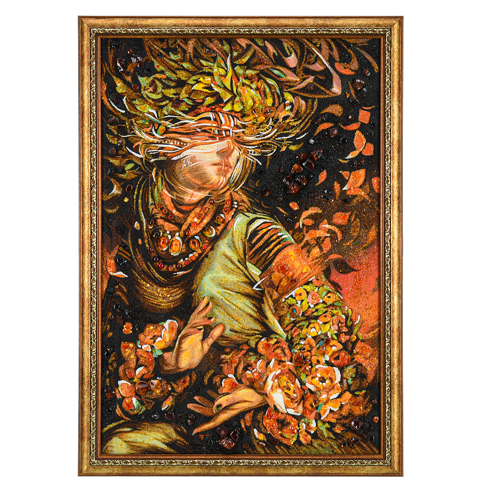 Картина янтарная «Богиня цветов» 60х40 см - интернет магазин Русь Велика я 