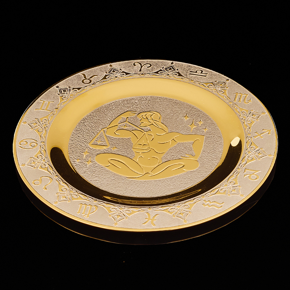 Тарелка декоративная с позолотой «Знак зодиака Весы». Златоуст - интернет магазин Русь Велика я фото 3