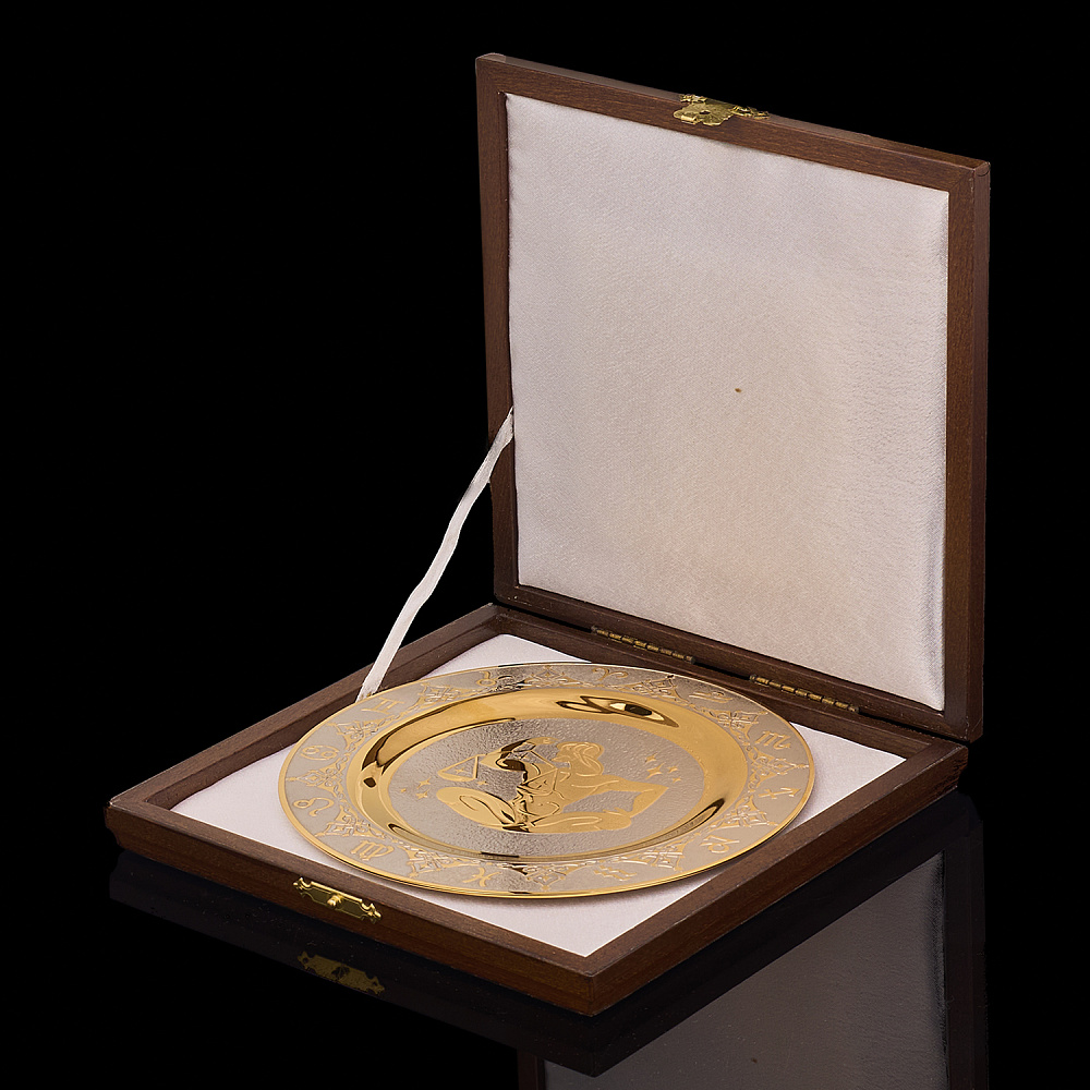 Тарелка декоративная с позолотой «Знак зодиака Весы». Златоуст - интернет магазин Русь Велика я фото 4