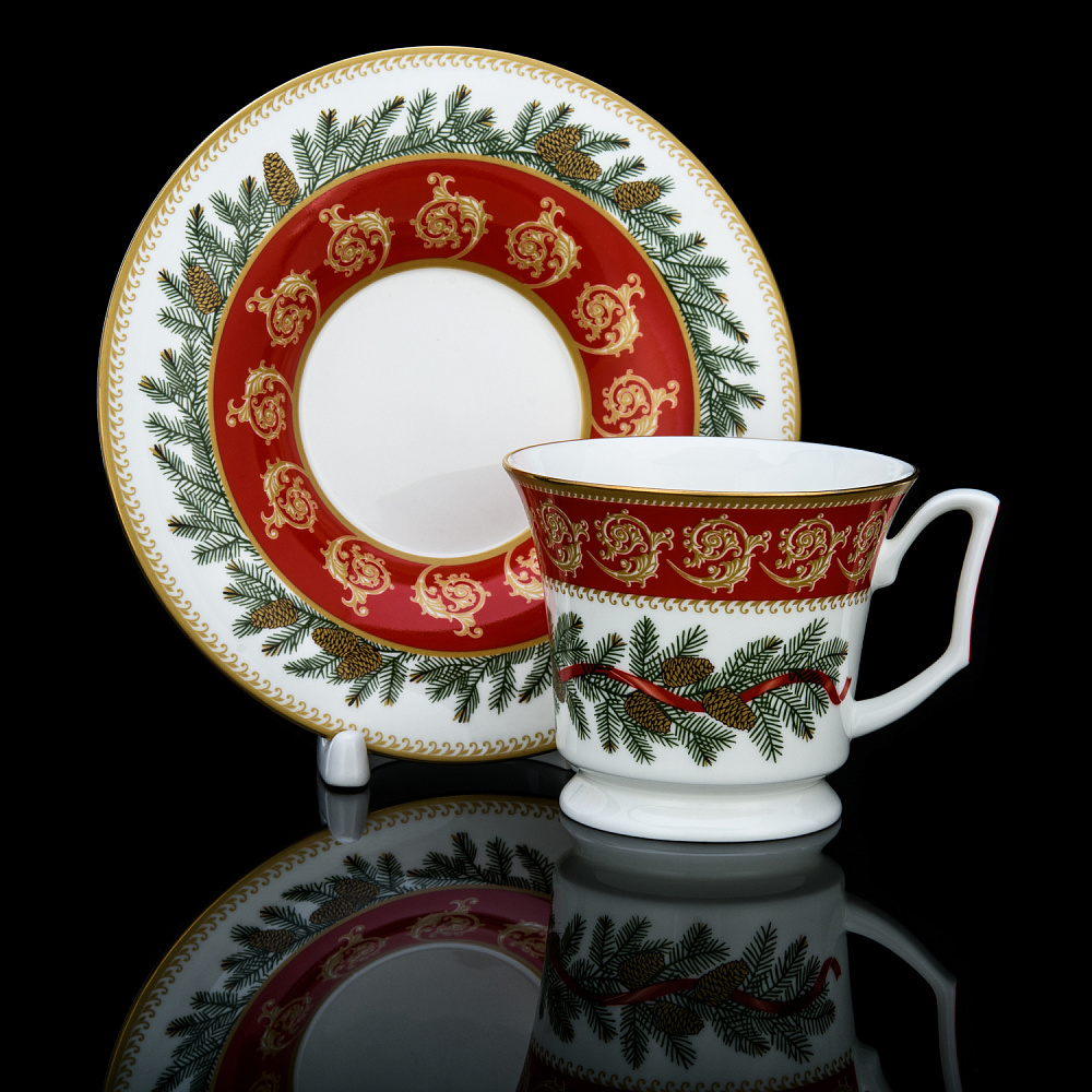 Чайная пара 210 мл «Рождественское чаепитие». Форма Юлия. ИФЗ - интернет магазин Русь Велика я 