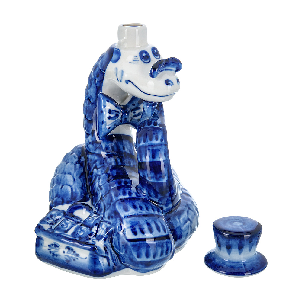 Змея Символ года 2025. Штоф «Змей Мудрый Каа». Гжель - интернет магазин Русь Велика я фото 2