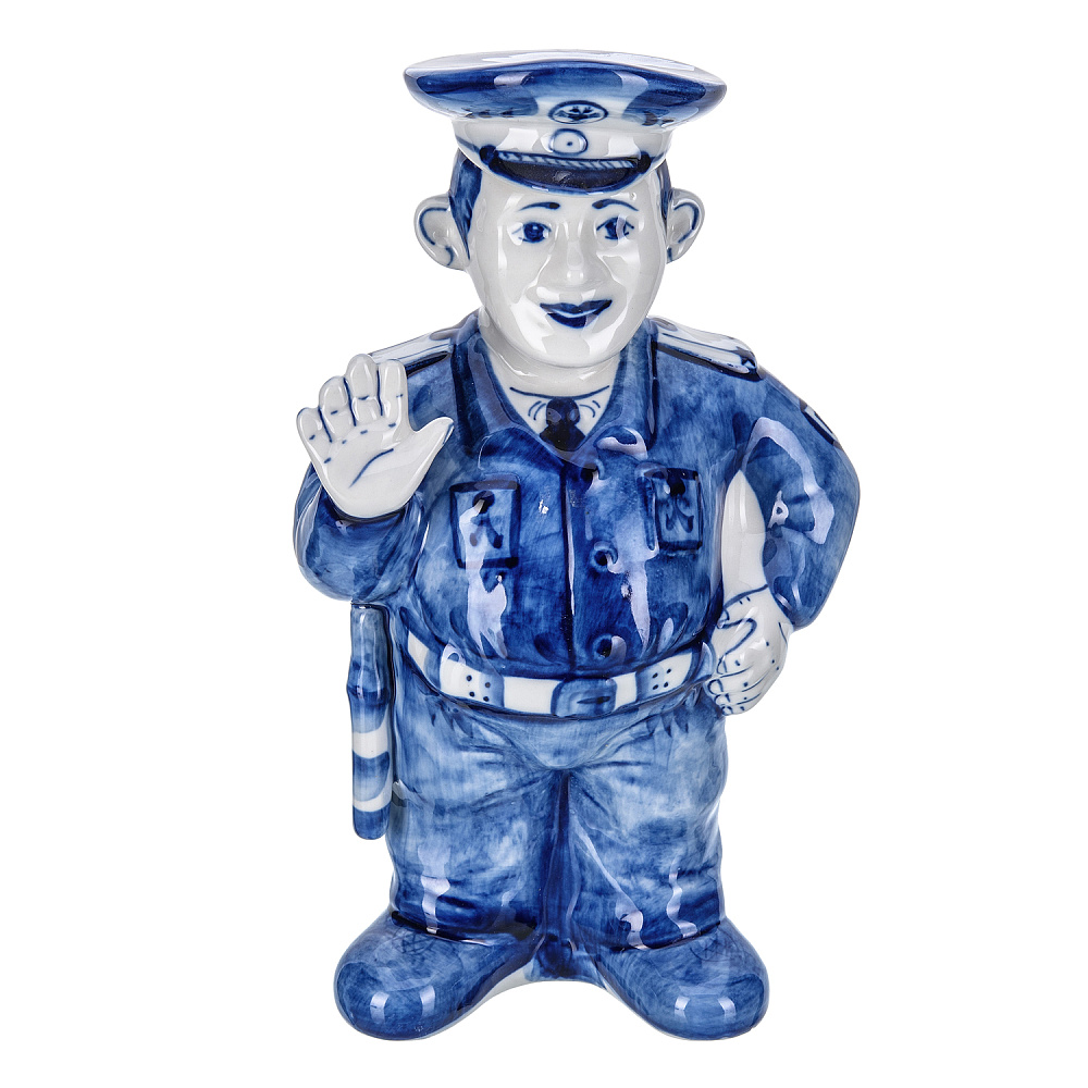 Штоф фарфоровый 1 л «Постовой». Гжель - интернет магазин Русь Велика я 