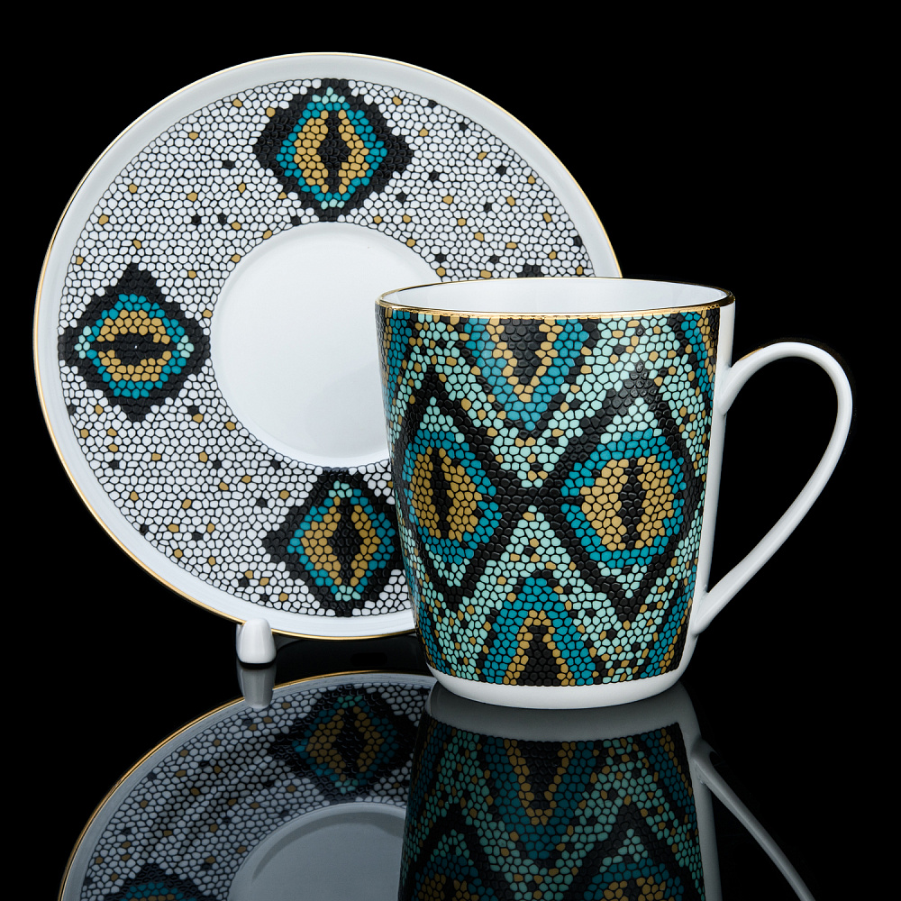 Чайная пара 300 мл «Боа зеленый». Форма Колокол. ИФЗ - интернет магазин Русь Велика я 