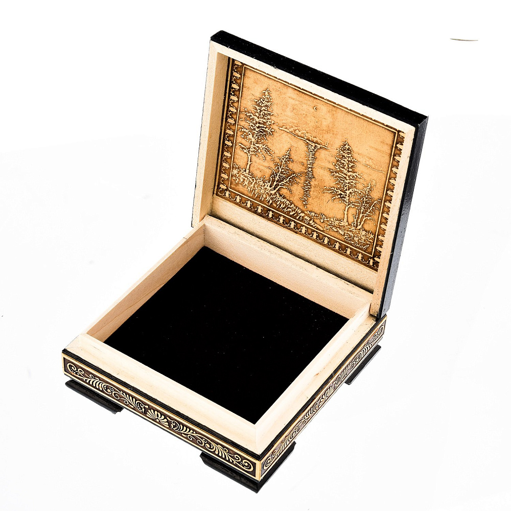 Деревянная шкатулка из бересты с родонитом - интернет магазин Русь Велика я фото 2