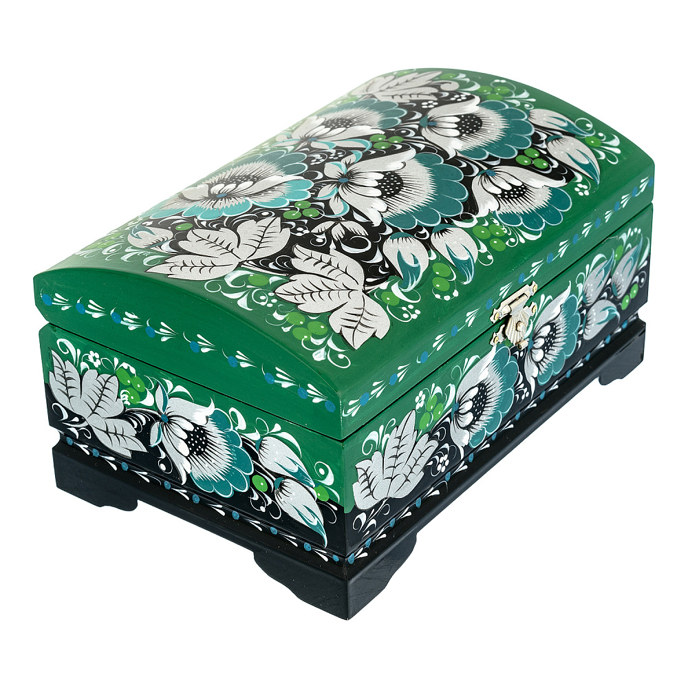 Шкатулка с росписью «Цветы. Утренняя роса». Хохлома - интернет магазин Русь Велика я фото 1