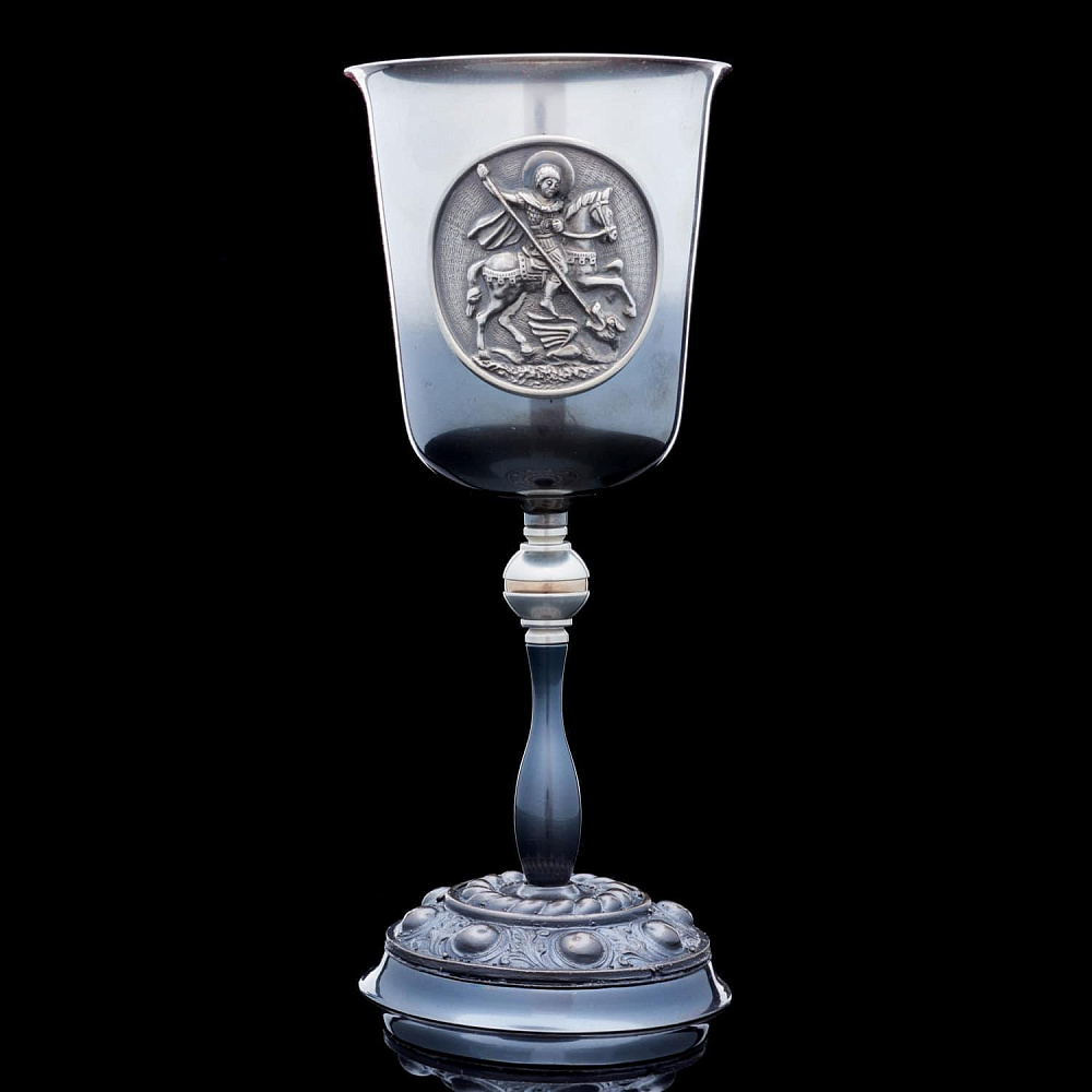 Кубок «Георгий Победоносец с гербом РФ» в подарочной шкатулке из дерева - интернет магазин Русь Велика я фото 2