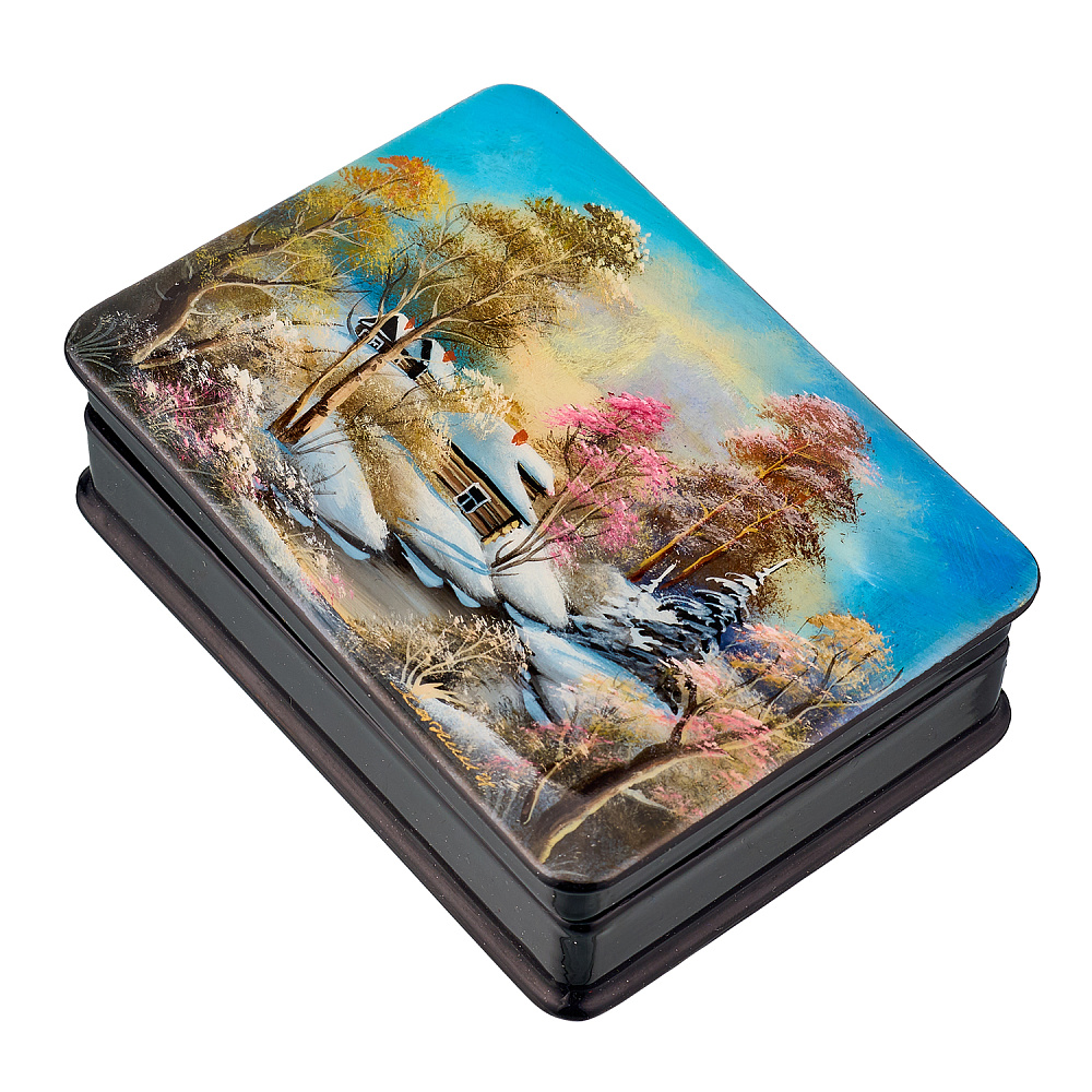 Шкатулка из папье-маше с художественной росписью «Зима» - интернет магазин Русь Велика я фото 1