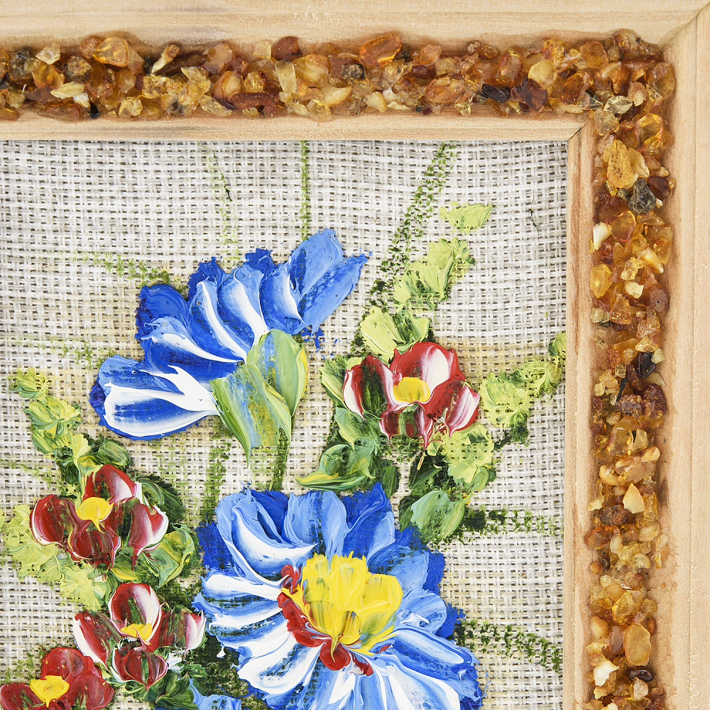 Панно в янтарной раме «Букет цветов» 12,5х16,5 см - интернет магазин Русь Велика я фото 2