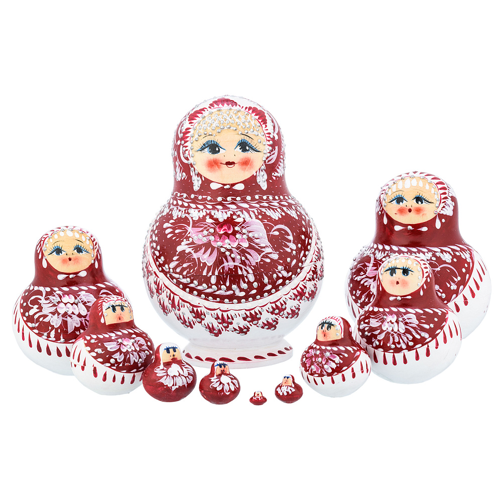 Матрешка «Зимние узоры» 10 мест - интернет магазин Русь Велика я 