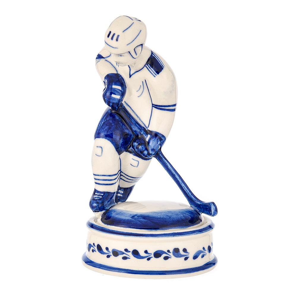 Статуэтка «Хоккеист». Гжель - интернет магазин Русь Велика я 